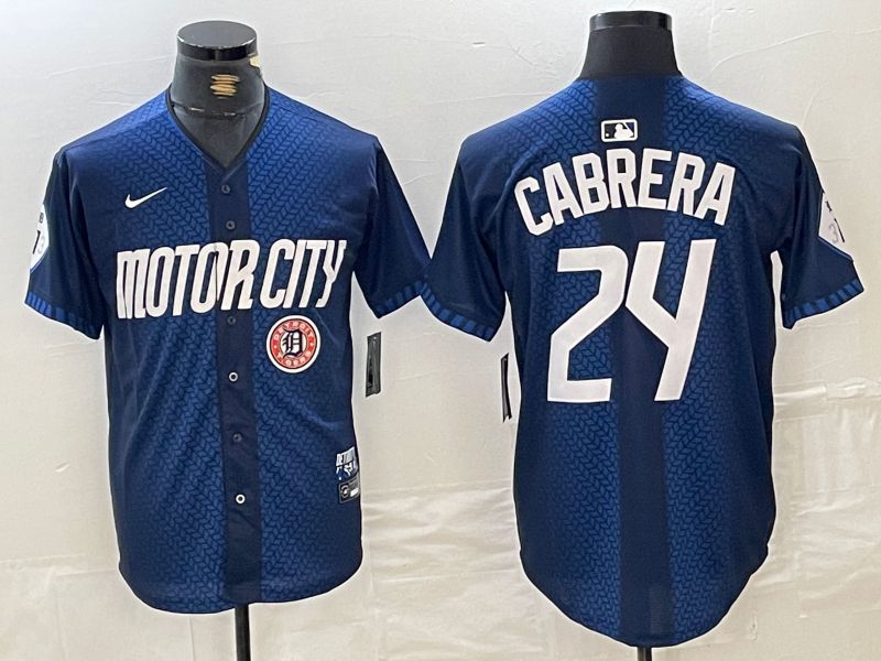 Men Detroit Tigers #24 Cabrera Blue City Edition Nike 2024 MLB Jersey style 6